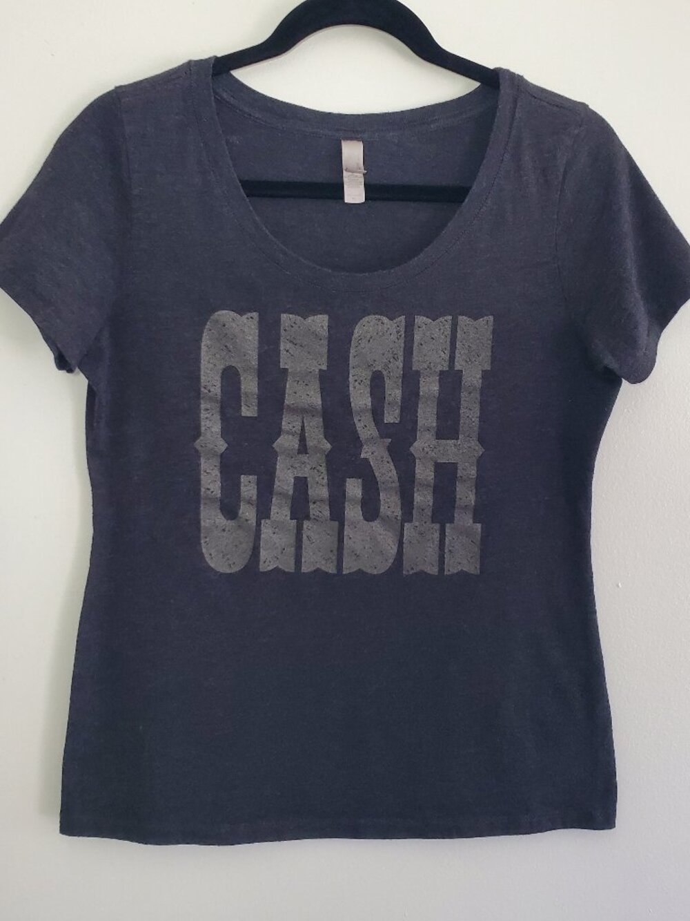 Official Next Level Johnny Cash Scoop Neck Graphic Tee Black Charcoal XL